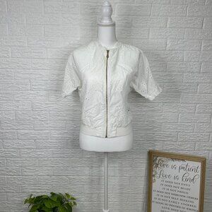 Women's S Boston Proper full zip blouse short sleeve